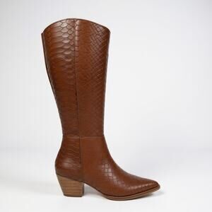 Matisse Bruna Tall Boots Womens 7.5 M Leather Tobacco‎ Crocodile Texture Zipper